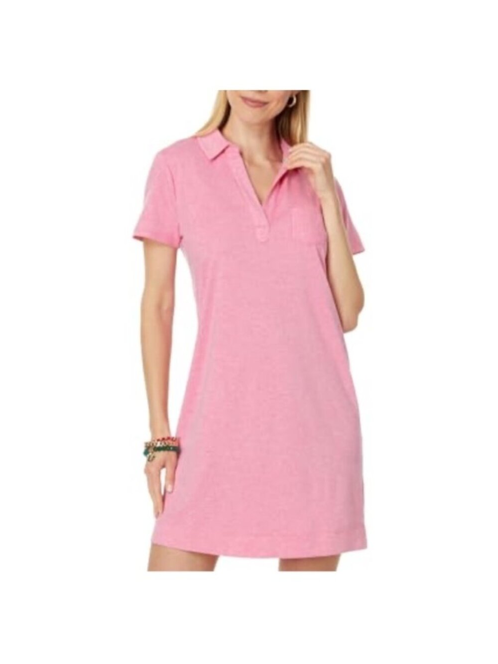 Lilly Pulitzer Womens Sz M Dune UPF 50+ Pink Polo Shirt Dress  Lightweight